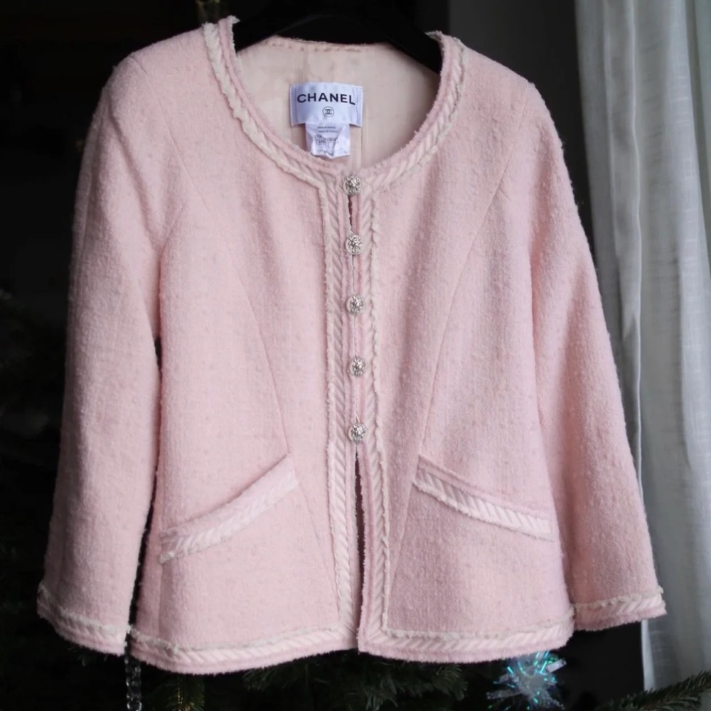 CHANEL 2009 PINK Wool Evening Jacket SIZE 40